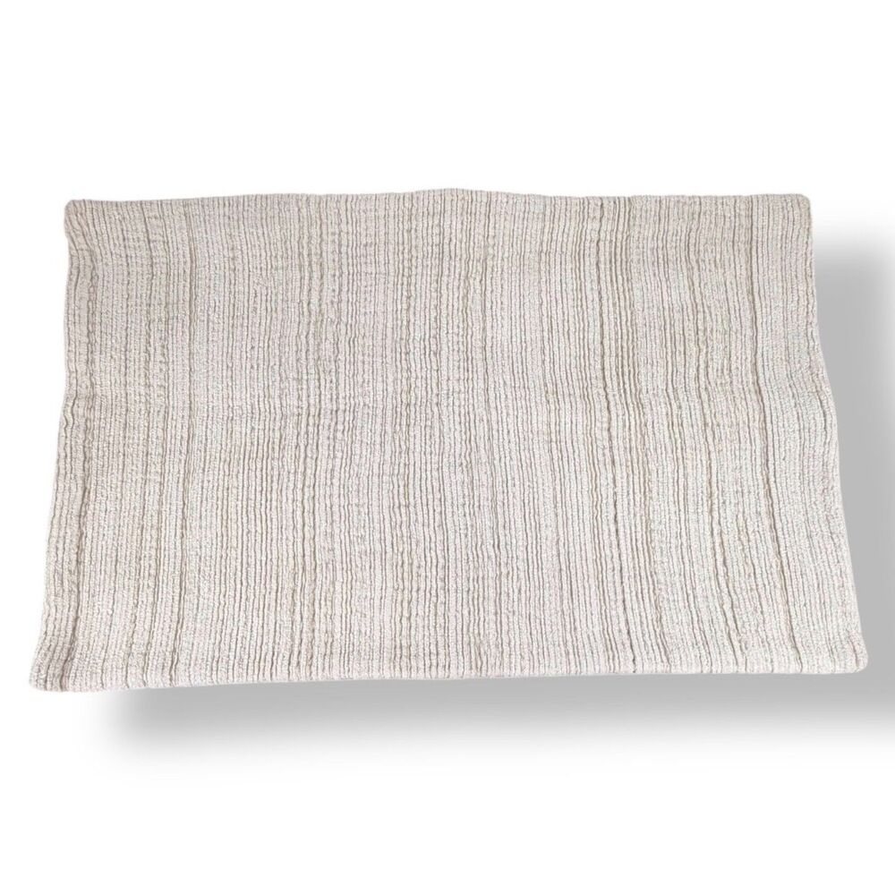 Pottery Barn Textured Chenille Lumbar Pillow Cover Ivory Viscose Blend 16x26